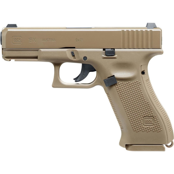 Пистолет пневматический UMAREX GLOCK 19X калибр 4,5мм метал, цвет песок, BB 5,8368